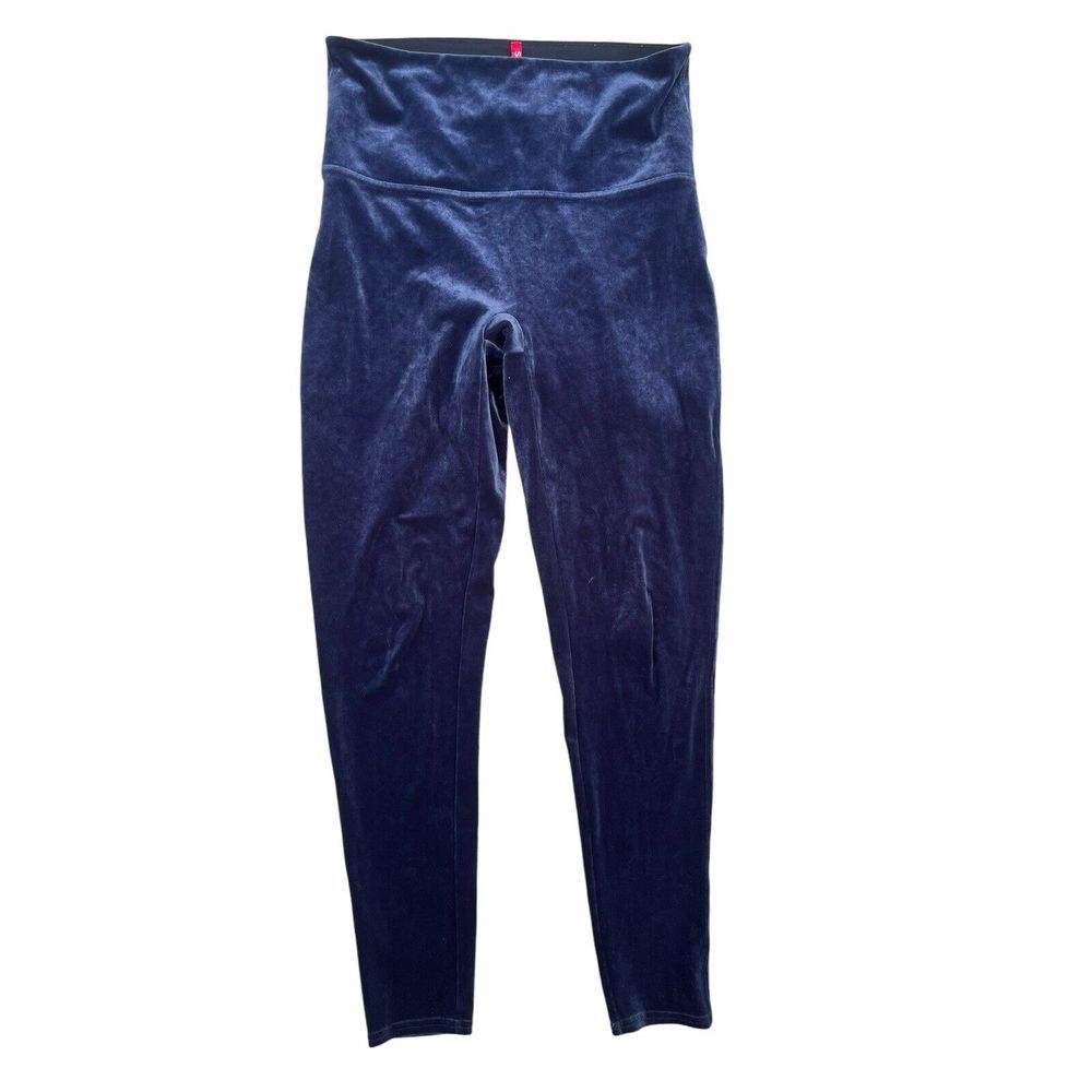 Spanx Velvet Pull On Leggings Lapris Night Navy Blue Jewel Toned Solid , Size L